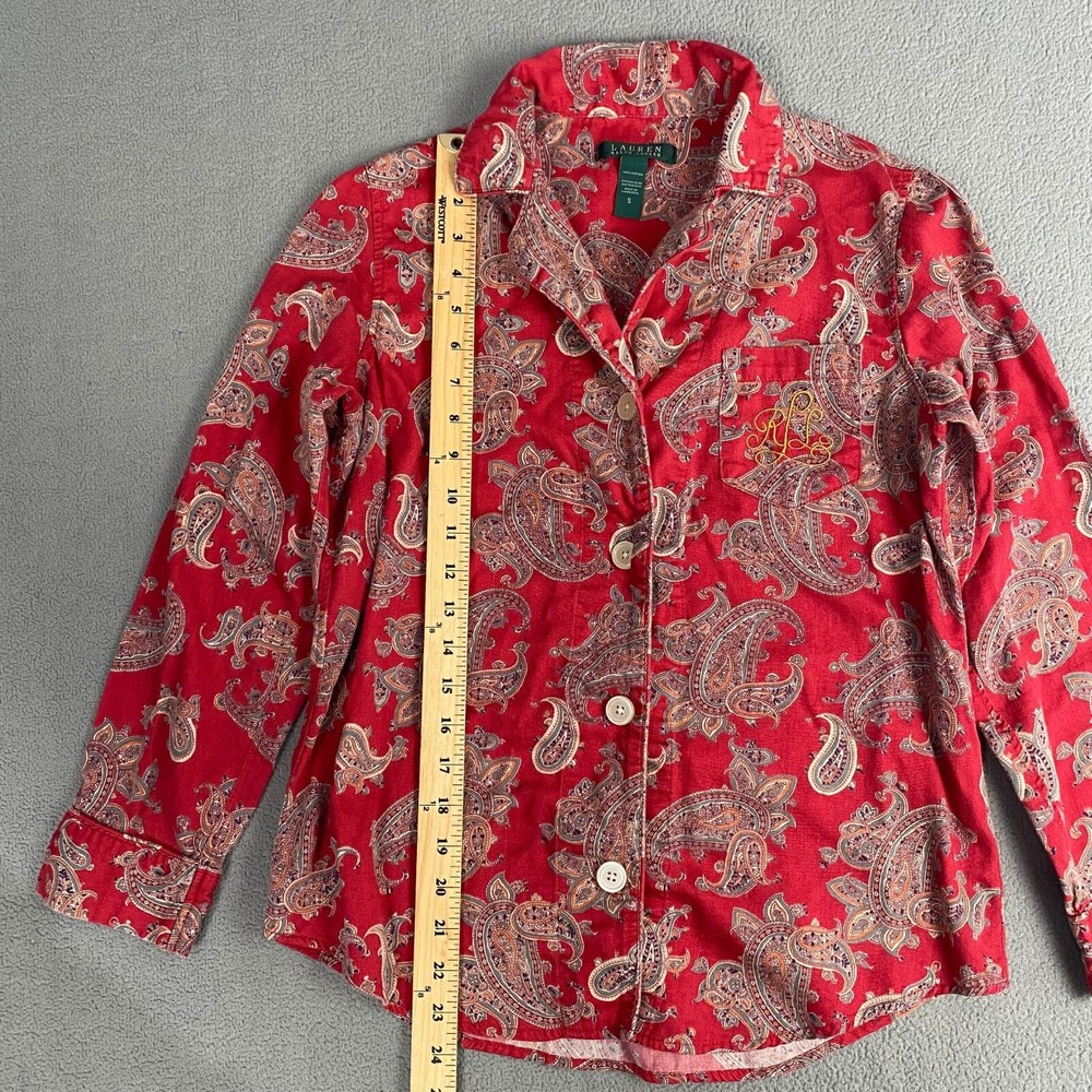 Lauren Ralph Lauren Women's size S Red Paisley Button Up Pajama Top - Picture 4 of 9